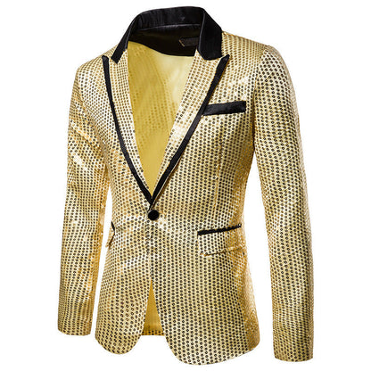 Glänzendes Pailletten Sakko Herren Abendjacke Elegant
