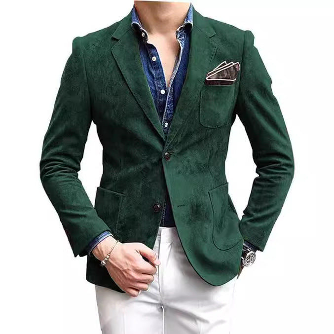 Herren Blazer Samt Elegant Modern Schnitt Schwarz