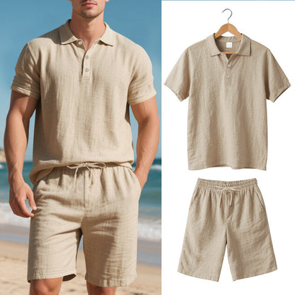Herren Poloshirt Shorts Set Leger Sommer