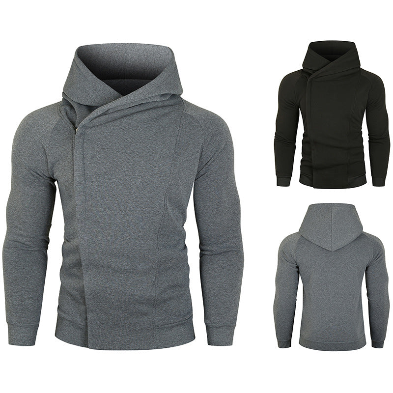 Herren Kapuzenpullover Asymmetrisch Reißverschluss Hochkragen Modern - BerlinGlamour