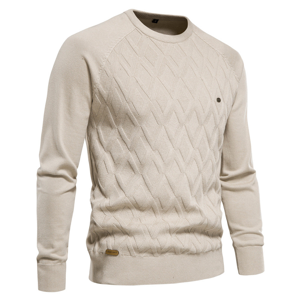 Herren Strickpullover Rautenmuster Modern Rundhals