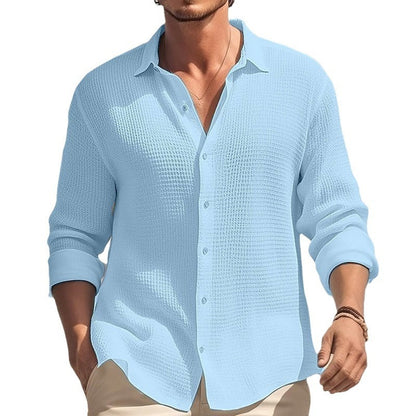 Herren Langarmhemd Modern Strukturiert Elegante Optik