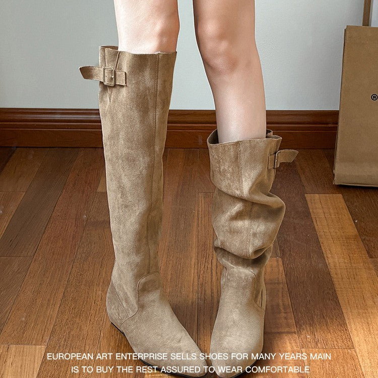 Damen Stiefel Überknie Elegante Schnalle Wintermode