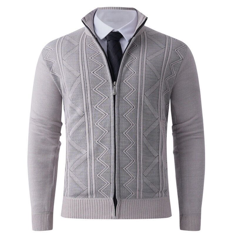 Herren Strickjacke Modern Elegant mit Reißverschluss - BerlinGlamour