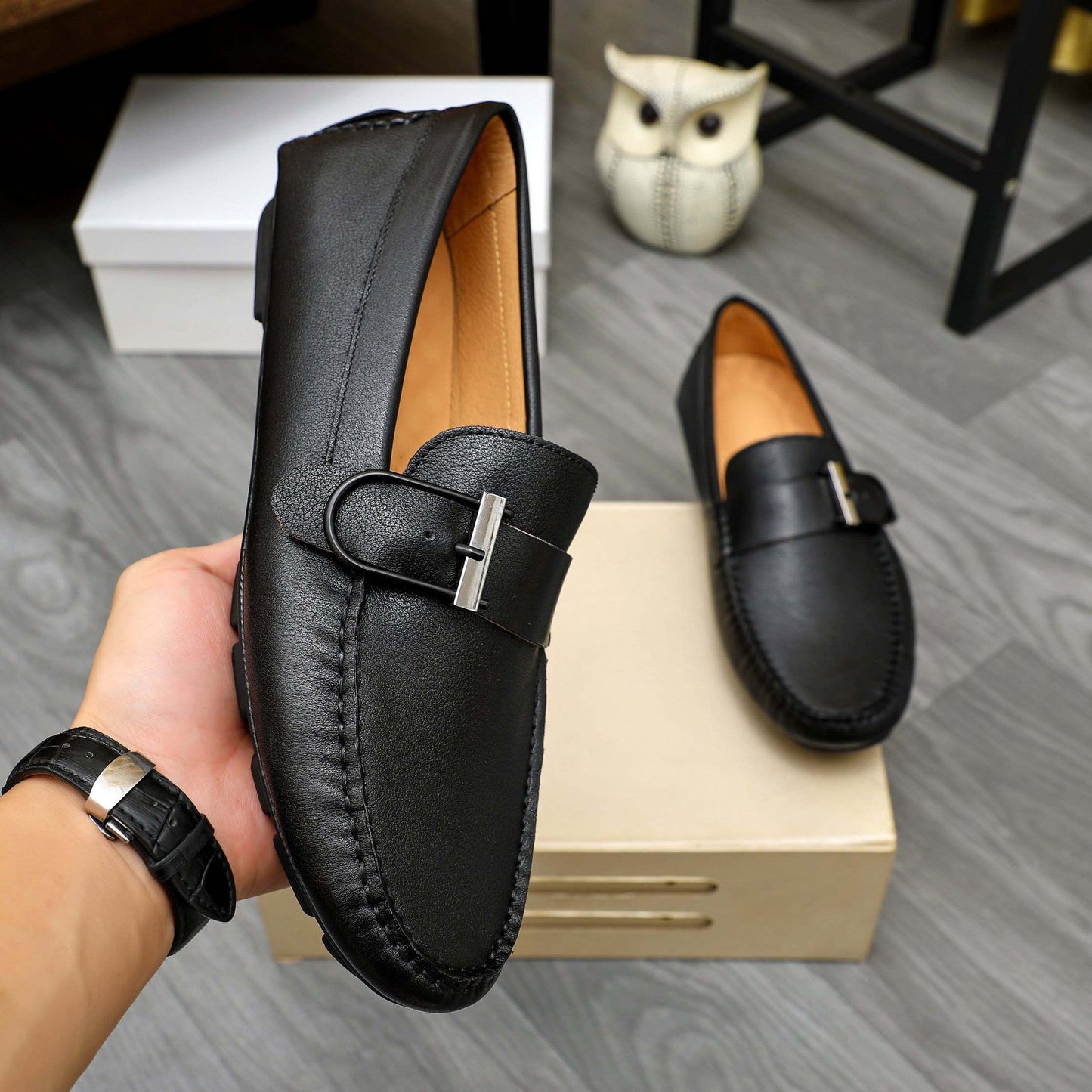 Damen Mokassins Elegante Schnalle Schuhe Heidi Style