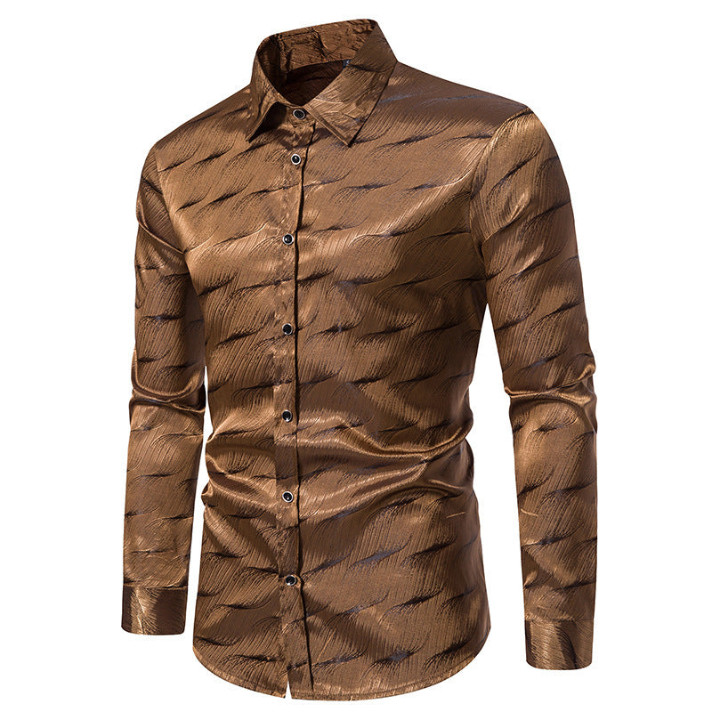 Herren Langarmhemd Wellenmuster Modern Trendy