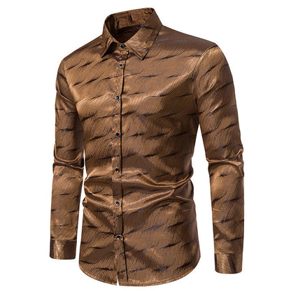 Herren Langarmhemd Wellenmuster Modern Trendy