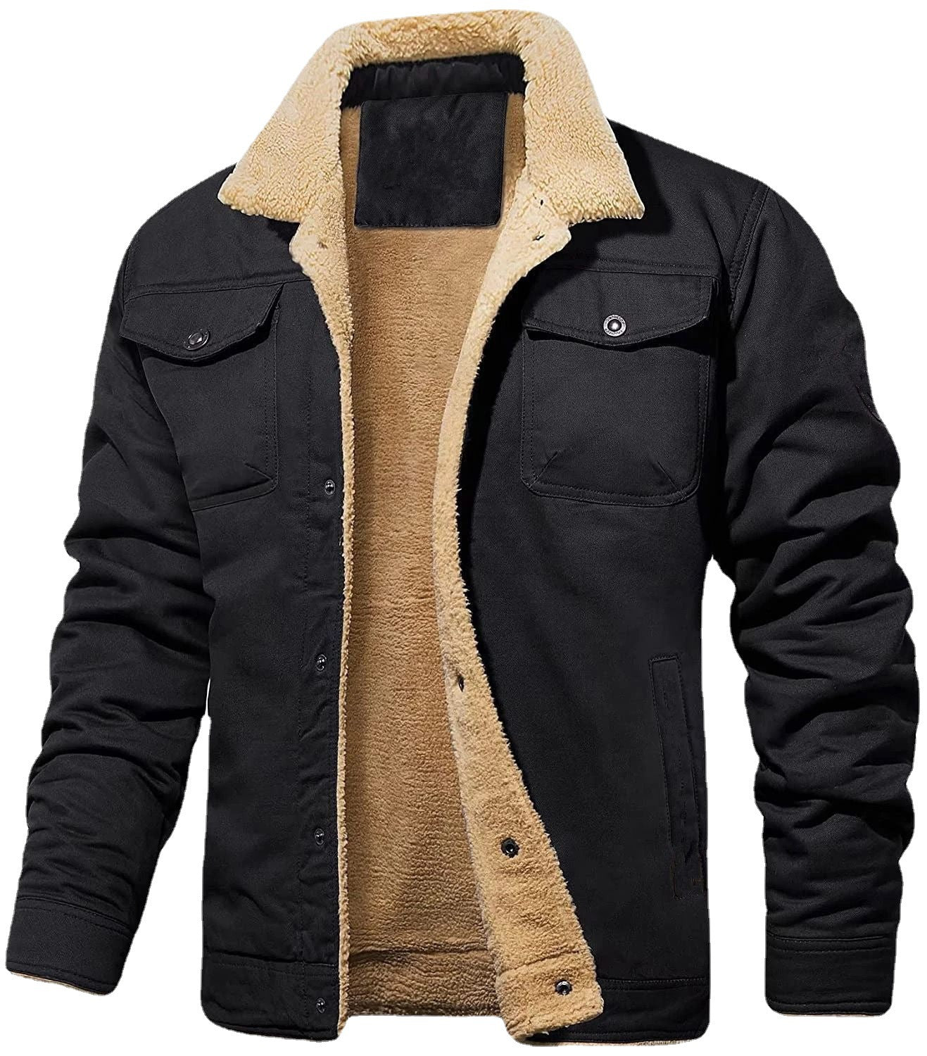 Herren Parka Jacke Warm Isoliert Umlegekragen Modern