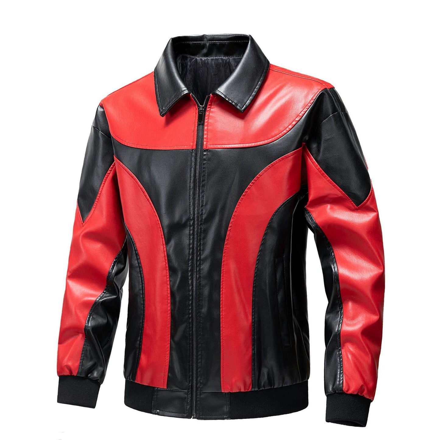 Lederjacke Herren Retro Style Schwarz Glanzleder - BerlinGlamour