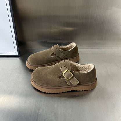 Damen Clogs Warm Bequem mit Schnallenverschluss