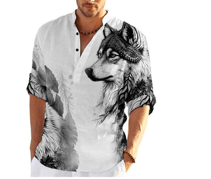 Männer Hemd Kurzarm Wolf Motiv Berlin Style