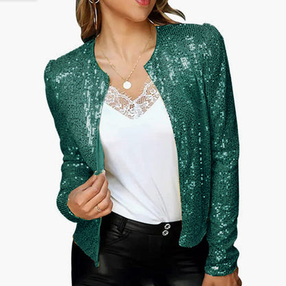 Glitzernde Damen Strickjacke Elegant Frauen