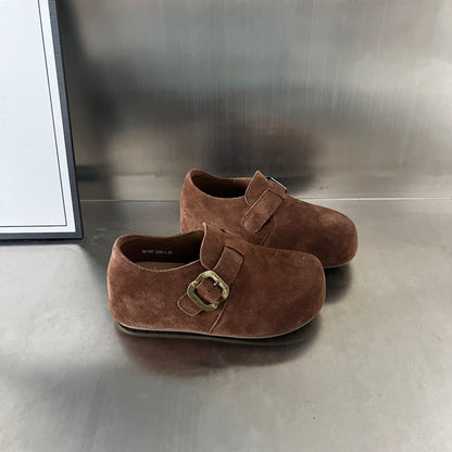 Damen Clogs Wildleder Bequem Schnallenverschluss Modisch