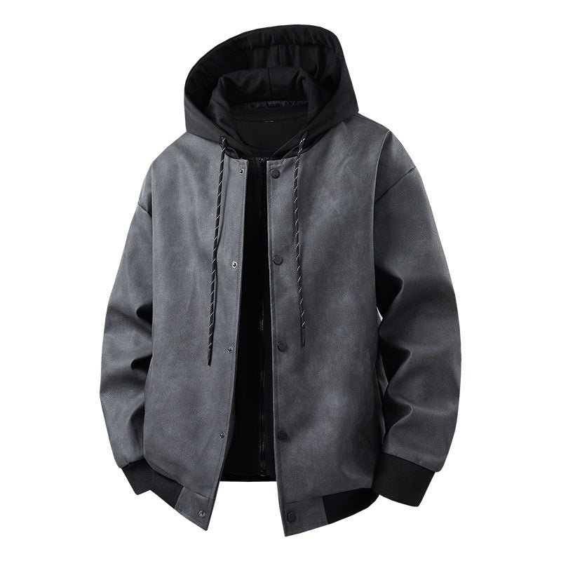 Herren Übergangsjacke Modern mit Abnehmbarer Kapuze Sportlich