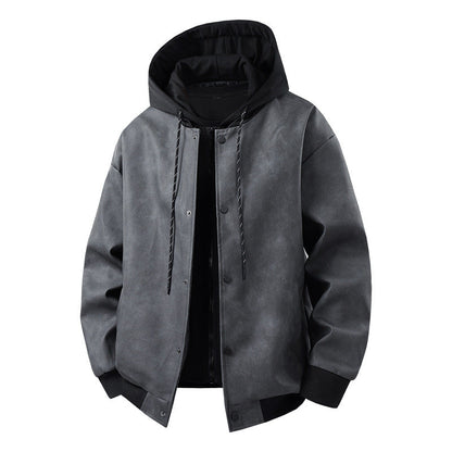 Herren Übergangsjacke Modern mit Abnehmbarer Kapuze Sportlich