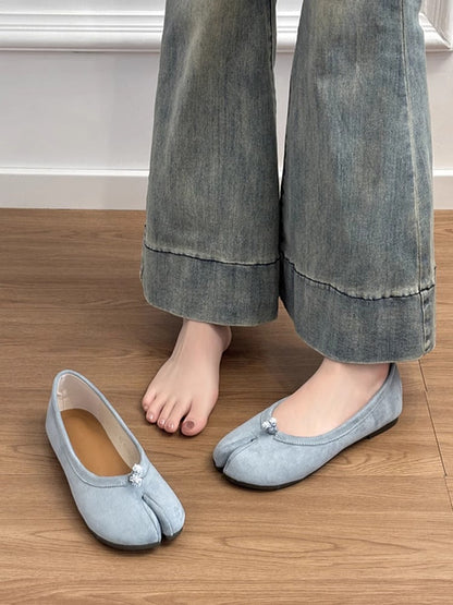Ballerinas Damen Bequem Schnürenlose Schuhe Modern