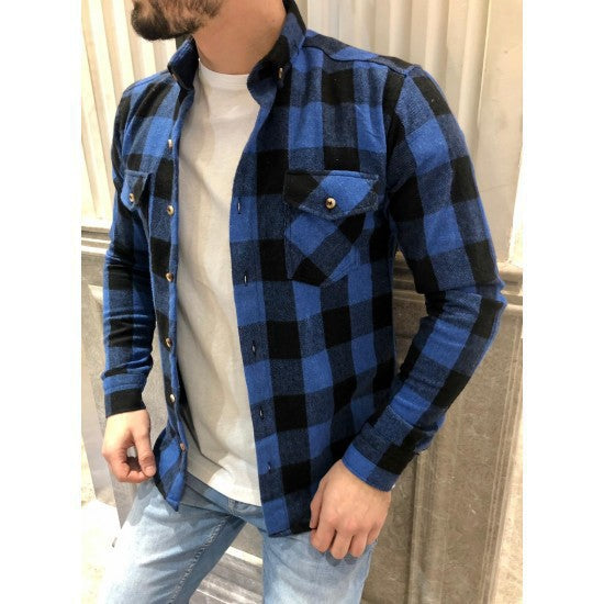 Herren Hemd Kariert Moderner Schnitt Slim Fit