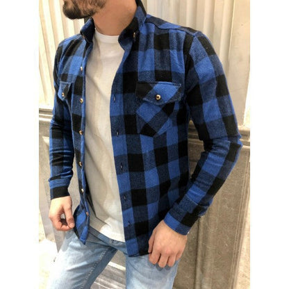 Herren Hemd Kariert Moderner Schnitt Slim Fit
