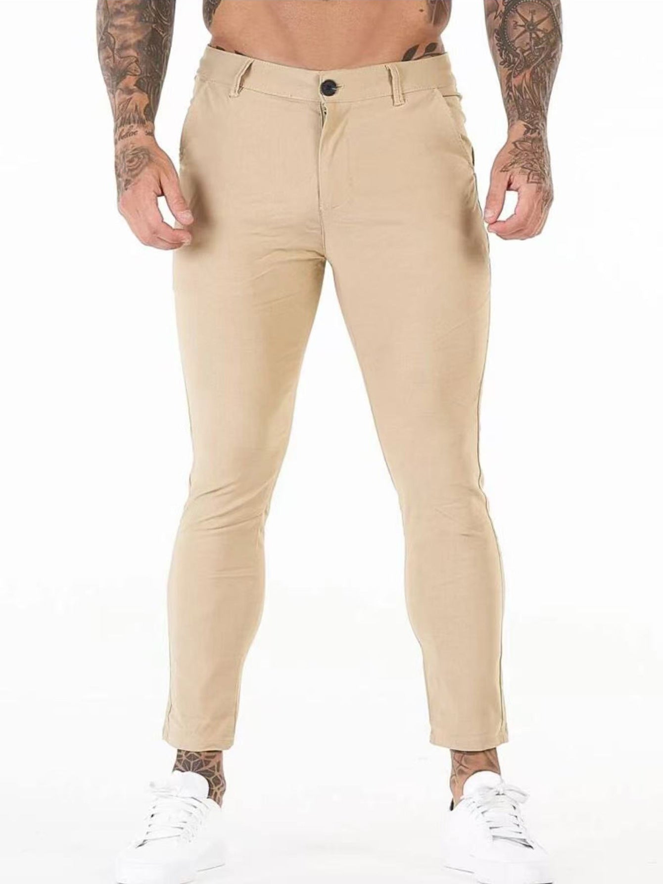 Herren Chinos Slim Fit Elastisch Mit Seitentaschen