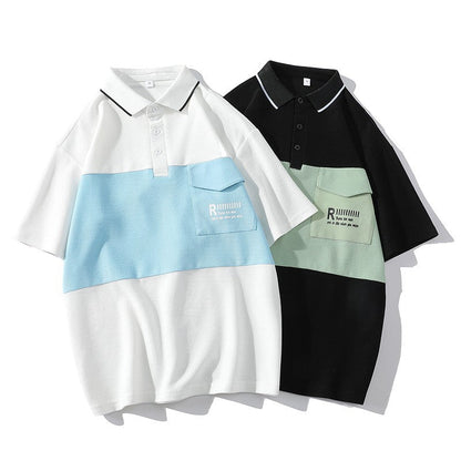 Herren Poloshirt Modern mit Brusttasche und Schriftzug - BerlinGlamour