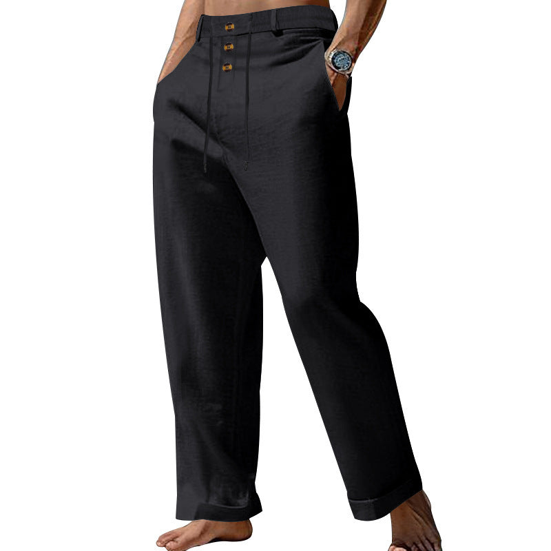 Herren Leinenhose Bequem Mit Verstellbarem Bund