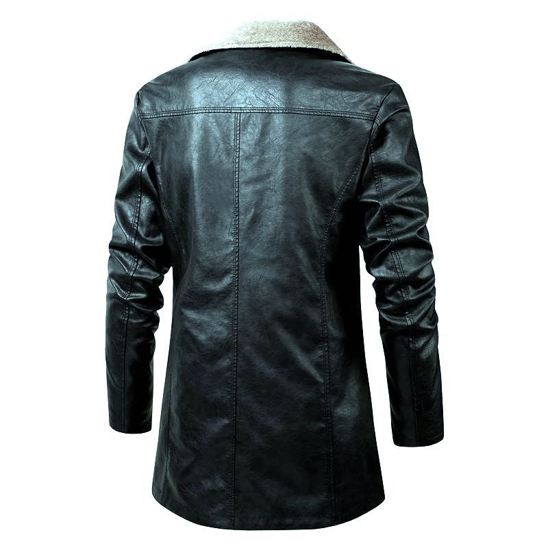 Lederblazer Herren Elegant Lederjacke Mit Fleece-Futter