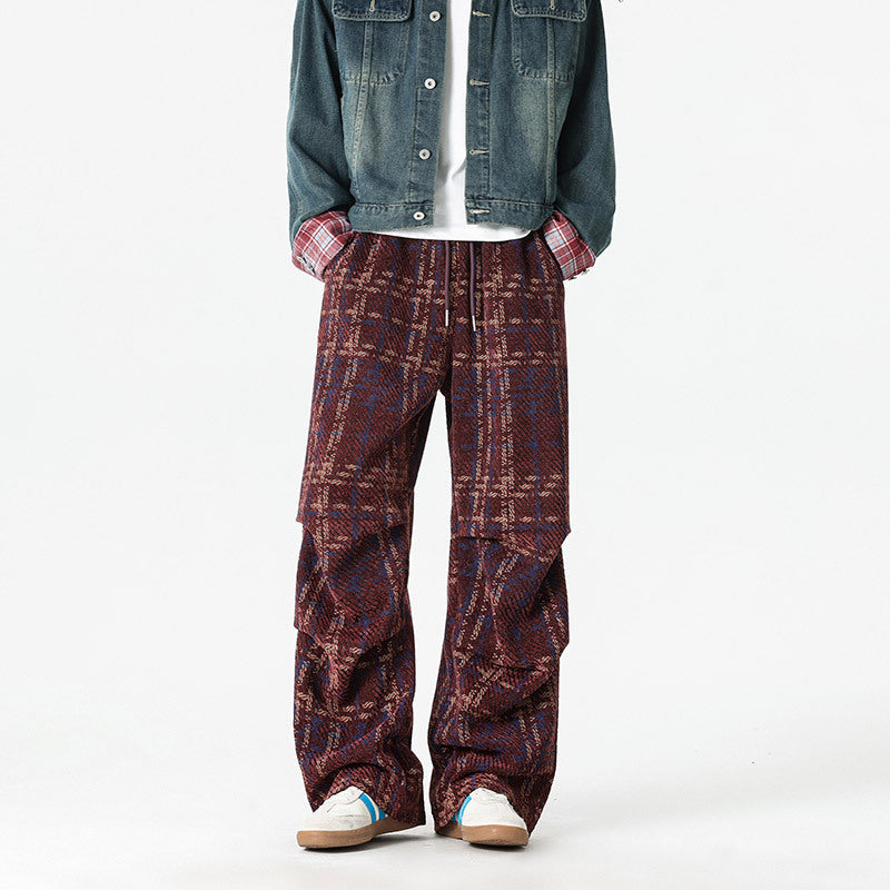 Herren Hose Relaxed Fit kariert mit verstellbarem Bund