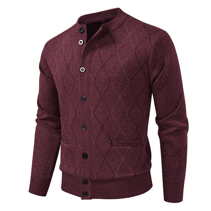 Herren Strickjacke Rautenmuster Modern Geschmeidig