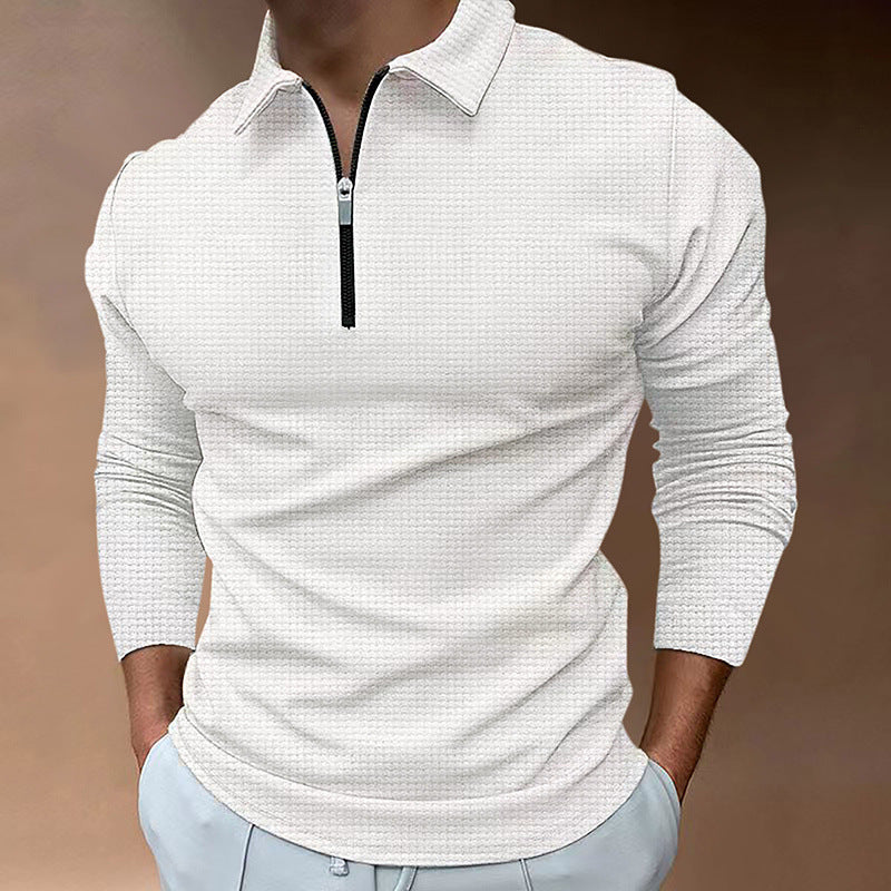 Herren Langarm-Polohemd mit modernem Reißverschluss und atmungsaktive Struktur BerlinGlamour.