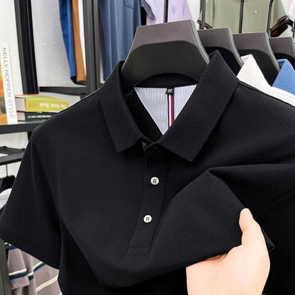 Herren Polohemd Kurzarm Elegantes Piqué-Hemd Mit Knöpfen