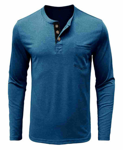 Herren Langarmshirt Mit Knöpfen Modern Sportlich