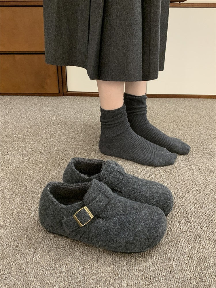 Damen Hausschuhe Wollfilz Warm Komfortabel mit Riemen