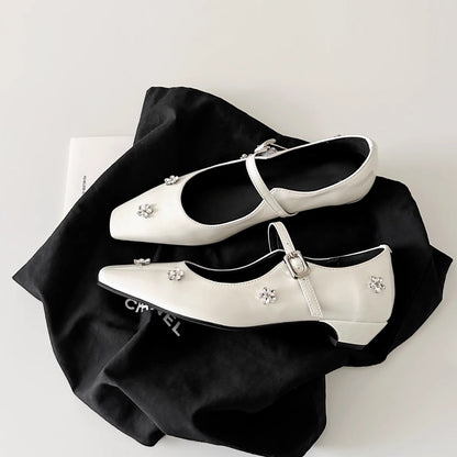 Damen Ballerinas Blumen Dekor Komfort Riemen