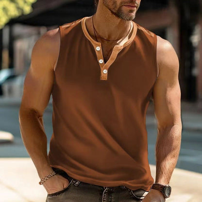 Herren Poloshirt Ärmellos Modern mit Knopfverschluss