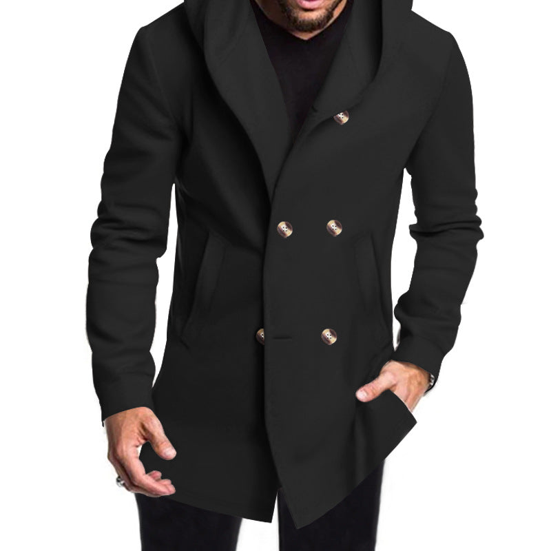 Herren Mantel Warm Elegant mit Knöpfen und großen Taschen