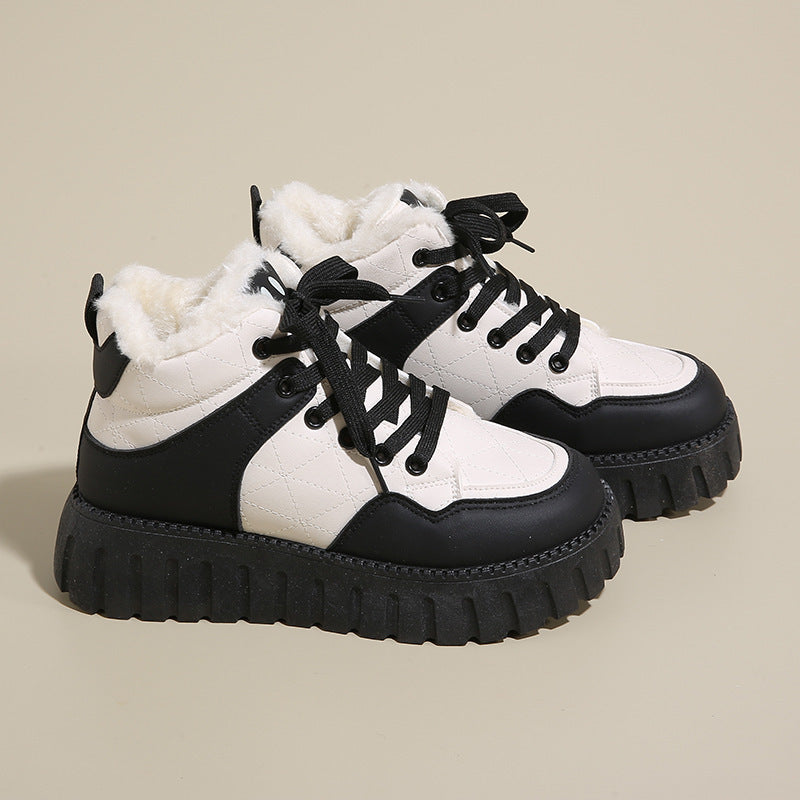 Damen Sneaker Warmfutter Plateau Schuhe Winter Mode