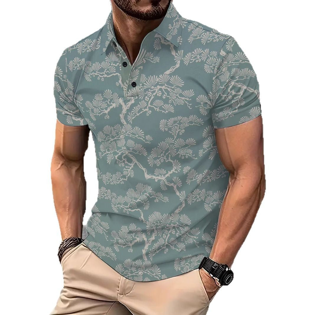 Herren Polohemd Kurzarm Floral Modern Style