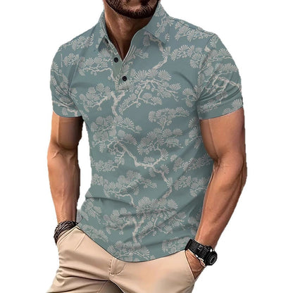 Herren Polohemd Kurzarm Floral Modern Style
