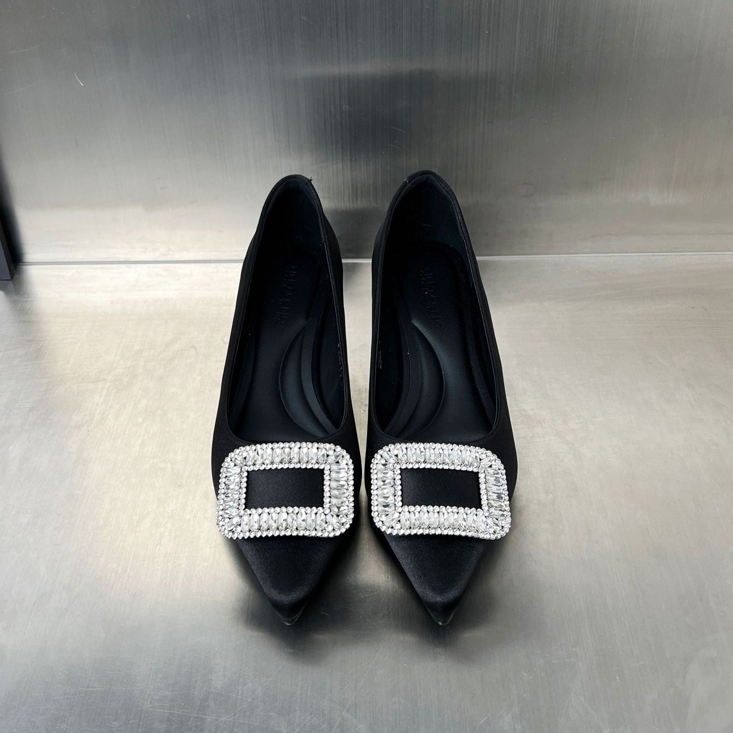 Damen Pumps Hochhackig mit Strass Buckle Elegant