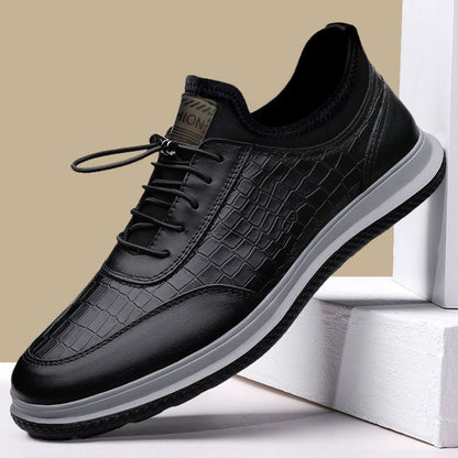 Herren Schnürschuhe Leder Krokodilmuster Elegant Schwarz - BerlinGlamour