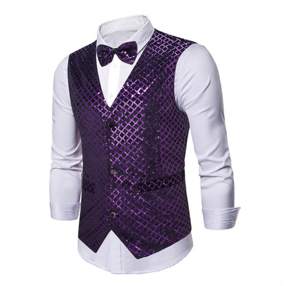 Herren Paillettenweste Elegant mit Fliegenbinder Glitzer - BerlinGlamour