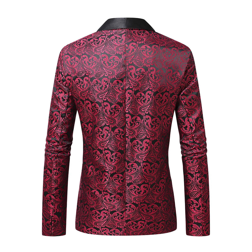 Eleganter Blazer Herren Pailletten Paisley Muster Glamour