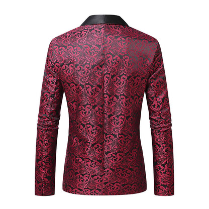 Eleganter Blazer Herren Pailletten Paisley Muster Glamour