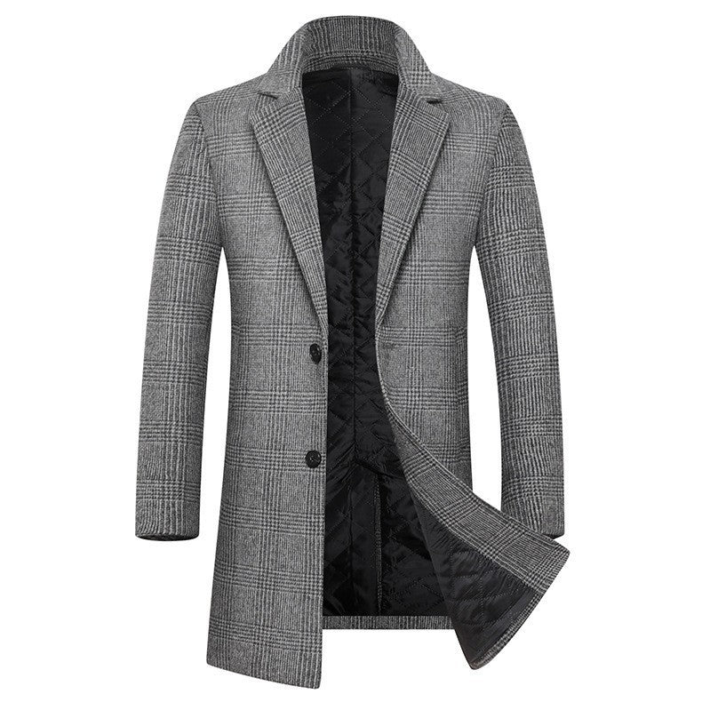 Eleganter Herren Karomantel Schwarz Modern