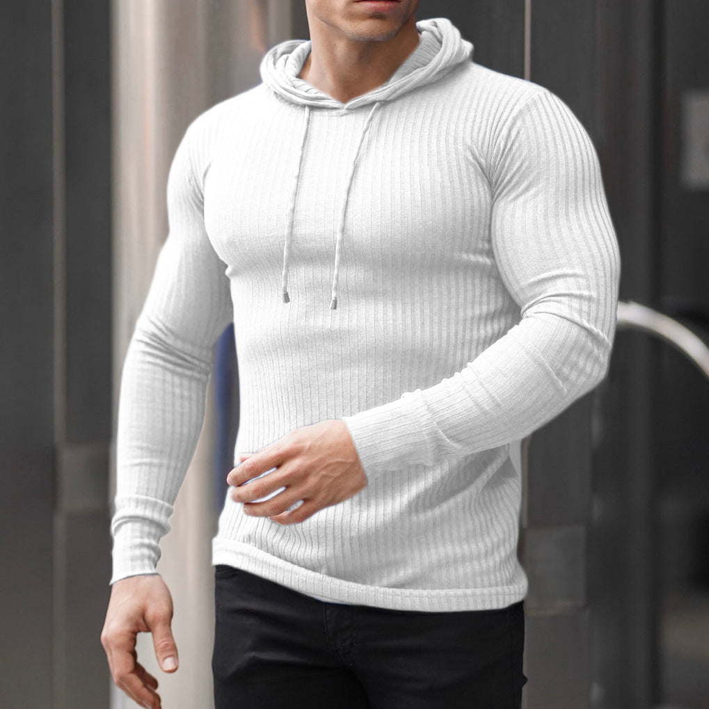Herren Hoodie Lässig Rippoptik Grau Urban