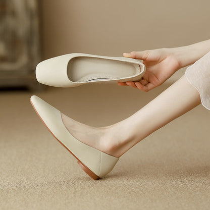 Damen Ballerinas Elegante Komfort Lederschuhe