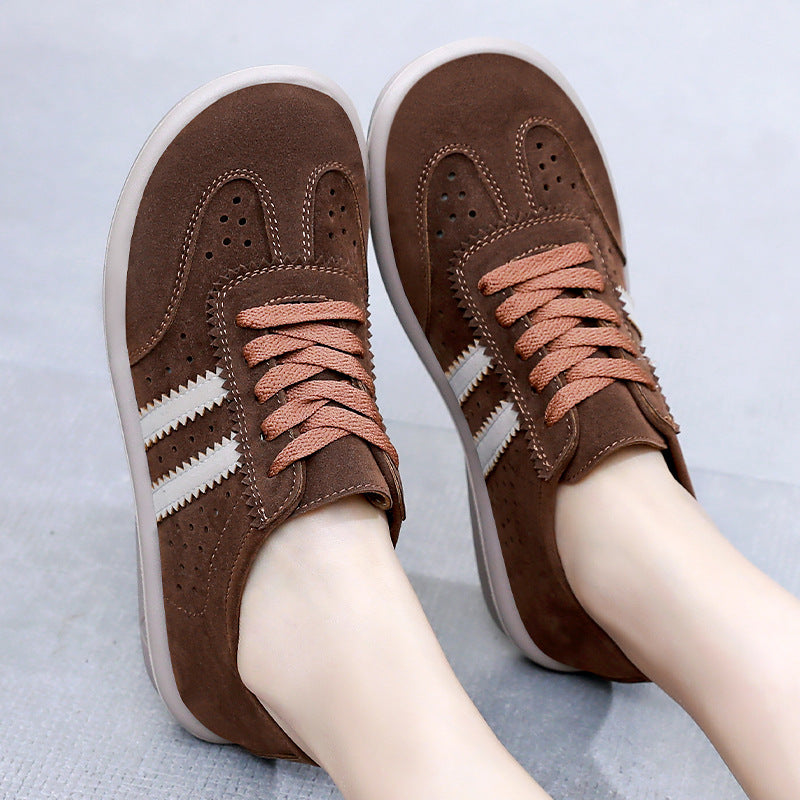 Damen Sneaker atmungsaktiv Veloursleder Komfort Fußbett