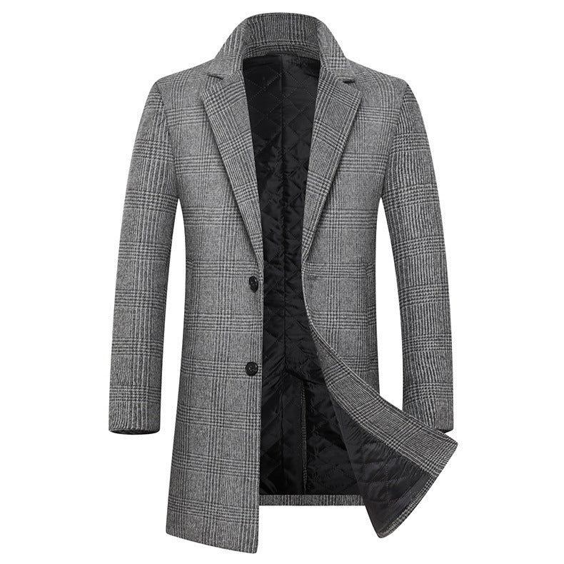 Eleganter klassischer Karomantel mit doppelter Knopfreihe BerlinGlamour