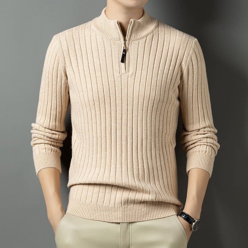 Herren Pullover Modern Stehkragen Rippmuster Trendy