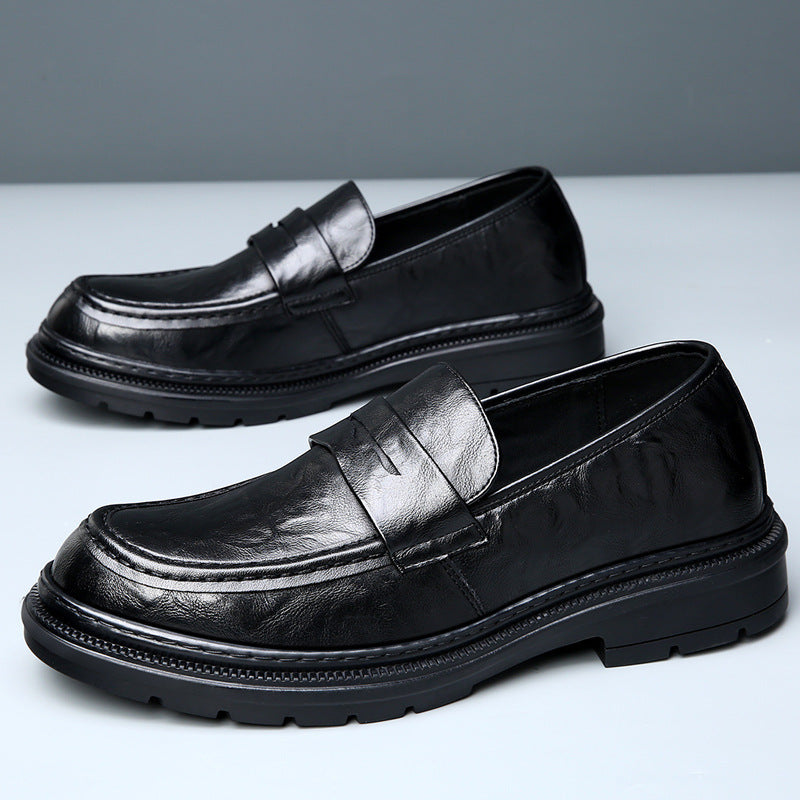 Herren Ledermokassins Elegante Rutschfeste Sohle Schwarz